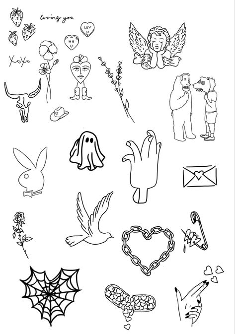 put together by me :) top left is from @ hmatthews826 Cute Tattoo Flash Sheet, Left Right Tattoo, Top Of Hand Tattoo, Flash Art Tattoo Simple, Tiny Flash Tattoo, Left And Right Tattoos, Cool Tattoo Flash, Little Cute Tattoos, Cute Tiny Drawings