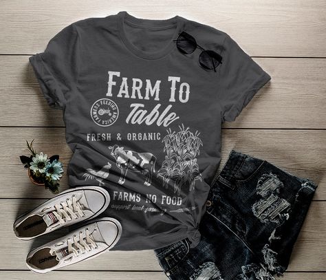 Farmer Style Outfits Women, Corn Farming, Farming Shirts, Vinyl Sayings, Farm Shirts, Farm Quotes, Countryside Village, Farm Tees, Chicken Corn