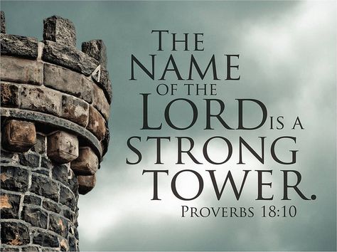 Proverbs 18:10 (ESV) ~ The name of the Lord is a strong tower;  the righteous man runs into it and is safe. Strong Tower, Book Of Proverbs, Ayat Alkitab, Lord Jesus Christ, Jesus Cristo, Spiritual Inspiration, Scripture Quotes, Verse Quotes, Bible Inspiration