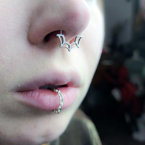 Cool Septum Jewelry, Bijoux Piercing Septum, Cute Septum Rings, Septum Piercing Jewelry, Makeup Kit For Kids, Lip Piercings, Piercing Inspo, Cool Piercings, Types Of Piercings