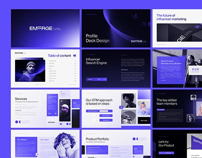 Check out new work on my @Behance profile: "Emerge - Profile Deck Design" http://be.net/gallery/188541829/Emerge-Profile-Deck-Design Onboarding Presentation Design, Brand Ppt Design, Sales Deck Design, Web Design Profile, Corporate Deck Design, Pitch Deck Presentation Design, Brand Deck Design, Gradient Presentation Design, Ppt Layout Design