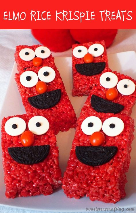 10 DIY Elmo Birthday Party Ideas on Love The Day Diy Elmo Birthday Party, Elmo Birthday Party Boy, Elmo First Birthday, Fun Dessert, Elmo Birthday Party, Krispy Treats, Sesame Street Birthday Party, Elmo Party, Sesame Street Party