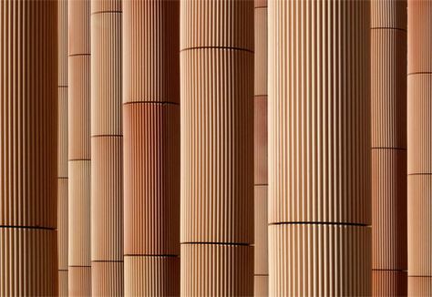 Ceramica Cumella: Facade covering, Spanish Expo-Pavilion, Zaragoza, Spain Spanish Pavilion, Column Decoration Ideas, Expo Pavilion, Pillar Decorations, Column Cladding, Column Decoration, Zaragoza Spain, Architecture Today, Fluted Columns