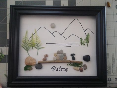 Hiking Pebble Art, Camping Pebble Art, Pebble Art Mountains, Rock Frame, Family Pebble Art, Beach Rock Art, Pebbles Art, Climbing Art, Arizona Trip