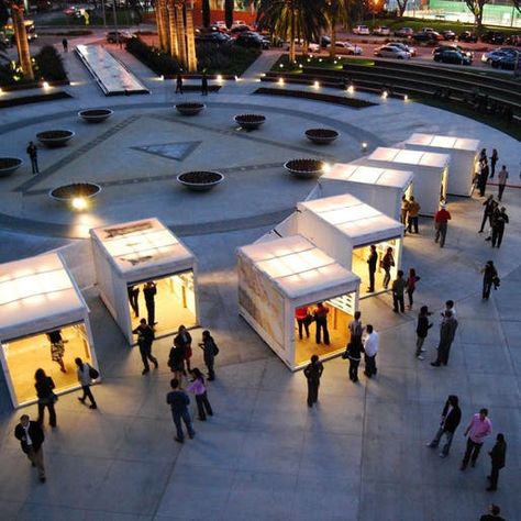 Outdoor Exhibition Design Architecture, Modular Exhibition Design, Food Truck Plaza, Modular Design Architecture, Outdoor Exhibition Design, Outdoor Exhibition Space, Exterior Exhibition, Modular Architecture, Competition Winner