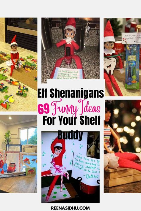 Elf On The Shelf Pranks, Elf On Shelf Funny, Christmas Nail Colors, Funny Elf On The Shelf, Funny Ideas, Elf Antics, Elf Ideas, Christmas Wreaths For Front Door, Hilarious Funny