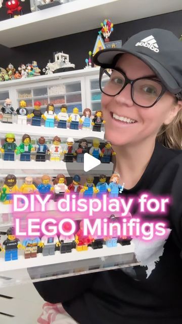 Emilee Dahl | LEGO BUILDER on Instagram: "How I made something I wasn't using into something useful.... Quick, easy & functional! These are the signature figurines/sigfigs (people make custom figures of themselves to trade at events or conventions) of friends I've met in the Lego world! #legomom #legohouse #legos #legominifigures #legofigures #legodiy #legodisplay #legoorganization #organizationideas" Lego People Display, Lego Minifigure Display Diy, Ikea Lego Display, Lego Figure Display, Lego Shelf Display, Lego Displays, Lego Shelf, Mini Figure Display, Minifigure Display