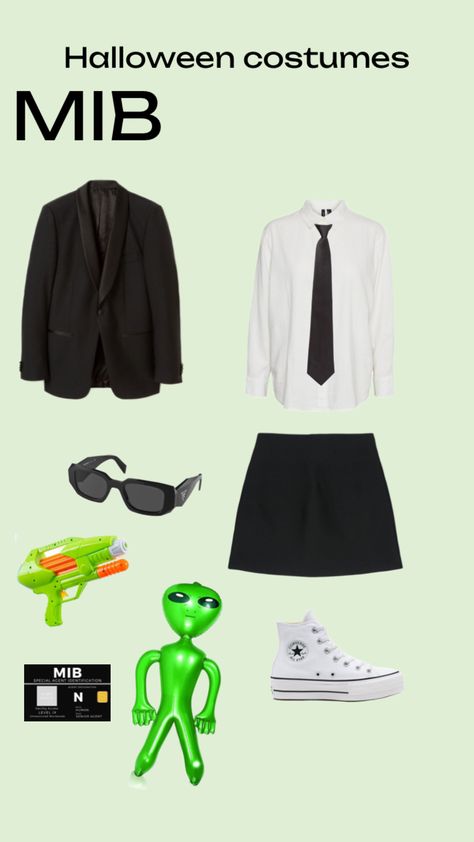 MIB Halloween costume Female Men In Black Costume, Hollywood Theme Outfit, Mib Costume, Men In Black Halloween Costume, All Black Costumes, Black Halloween Costumes, Hollywood Theme, Birthday Shoot, Black Costume