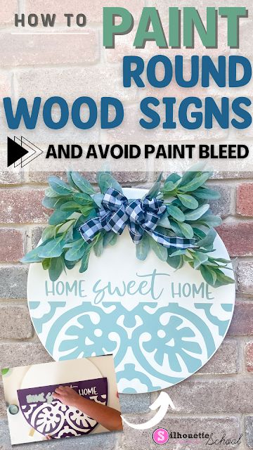 How to Paint Wood Round Signs with a Vinyl Stencil (to Avoid Paint Bleed) Making Stencils, Vinyl Projects Silhouette, Silhouette School Blog, Vinyl Stencil, Round Signs, Stencil Wood, Stencil Vinyl, Making Signs On Wood, Silhouette School