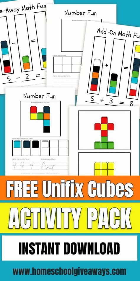 If you are looking for ways to use snap-cubes, these unifix cubes worksheets will be a great addition to your math manipulatives. Unifix Cube Activities, Snap Cubes Activities, Math Worksheets For Kids, Cubes Math, Volume Worksheets, Unifix Cubes, Snap Cubes, Math Blocks, Math Manipulatives