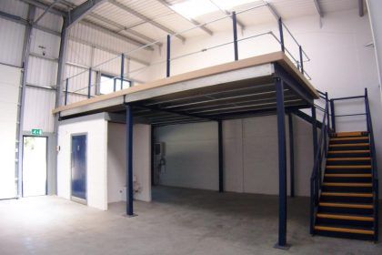 Metal Shed Roof, Metal Shop Building, Modern Warehouse, Concrete Patios, Mezzanine Floor, Garage Loft, Warehouse Design, Shop Buildings, Metal Shed