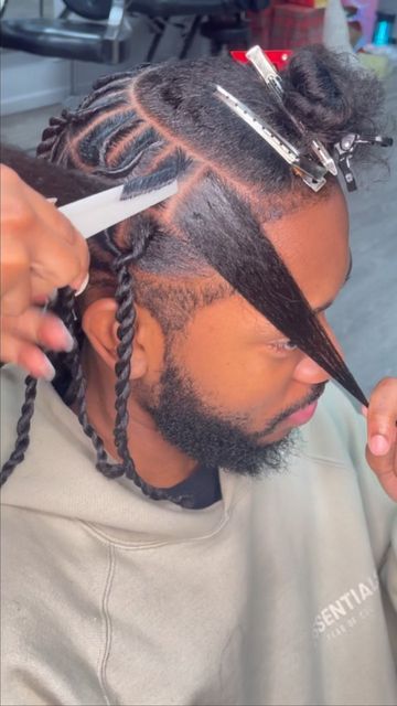 Twists For Men Black, Twist Braids Hairstyles Men Fade, Lock Twist Hairstyles Men, Triangle Part 2 Strand Twist Men, Black Mens Twists Hairstyles, Twisted Hairstyles For Men, Guys Twist Hairstyle, Mens Flat Twist Hairstyle, Mens Twist Styles