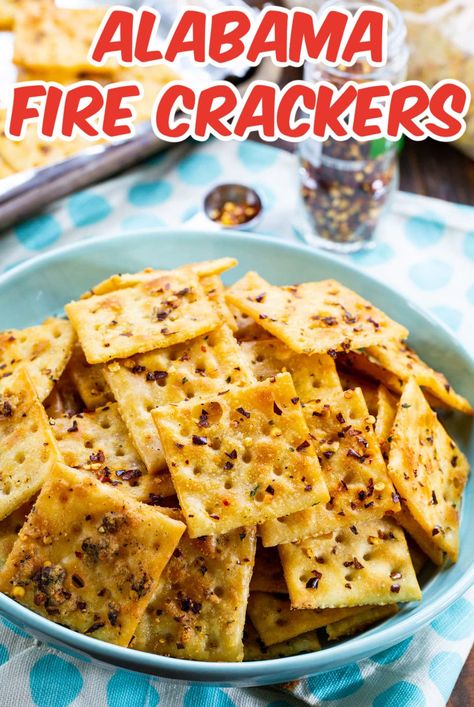 Alabama Fire Crackers Recipe, Fire Crackers Recipe, Spicy Crackers Recipe, Alabama Fire Crackers, Oyster Crackers Recipe, Southern Party, Spicy Crackers, Seasoned Crackers, Fire Crackers