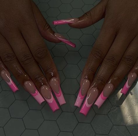 Pink Nail Inspiration, Pink French Nails, Spring Acrylic Nails, Long Acrylic Nail Designs, French Tip Acrylic Nails, Blush Nails, French Acrylic Nails, Long Square Acrylic Nails, Nagel Inspo