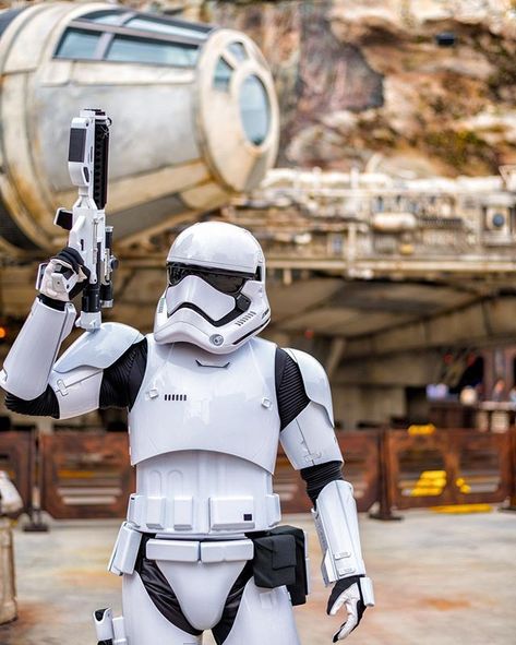 First Order Stormtrooper at Galaxy’s Edge😈❤️💗😁 Star Wars Land, Galaxys Edge, Galaxy Photos, Star Wars Trooper, The Rise Of Skywalker, Rise Of Skywalker, Galaxy's Edge, Black Holes, Star Wars Film