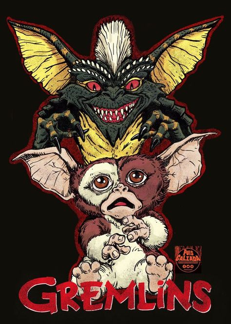 Gremlins 1984, Gremlins Art, I Love Horror, 80s Aesthetic Wallpaper, Tales Of Halloween, Cute Monsters Drawings, Horror Prints, Monster Under The Bed, Halloween Wallpaper Cute