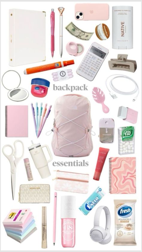 #backpackessentials #lilyhicks Preppy School Backpack, Schul Survival Kits, School Locker Decorations, Middle School Essentials, School Backpack Essentials, Middle School Survival, Preppy School Supplies, What's In My Backpack, In My Backpack