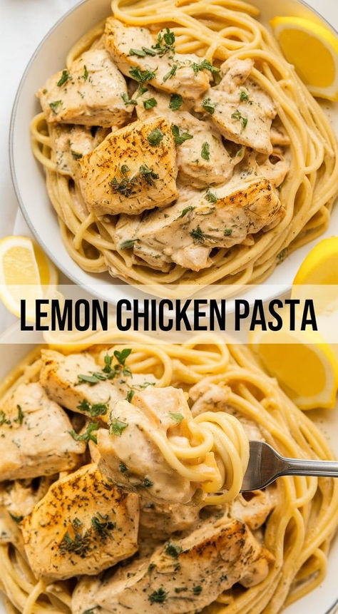 Lemon Spaghetti With Chicken, Lemon Angel Hair Pasta With Chicken, Lemon Meals Easy Recipes, Lemon Chicken And Pasta Recipes, Lemon Chicken Pasta Recipes Easy, Lemon Garlic Chicken With Creamy Pasta, Lemon Garlic Chicken With Bow Tie Pasta, Lemon Pesto Chicken Pasta, Easy Lemon Chicken Pasta