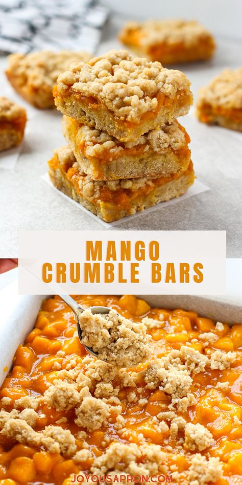 Pineapple Mango Recipes, Mango Treats Dessert Recipes, Mango Bars Recipe, Easy Mango Cake Recipes, Mango Crumble Recipe, Breakfast With Mango, Dessert Recipes Mango, Strawberry Mango Dessert, Mango Baked Goods