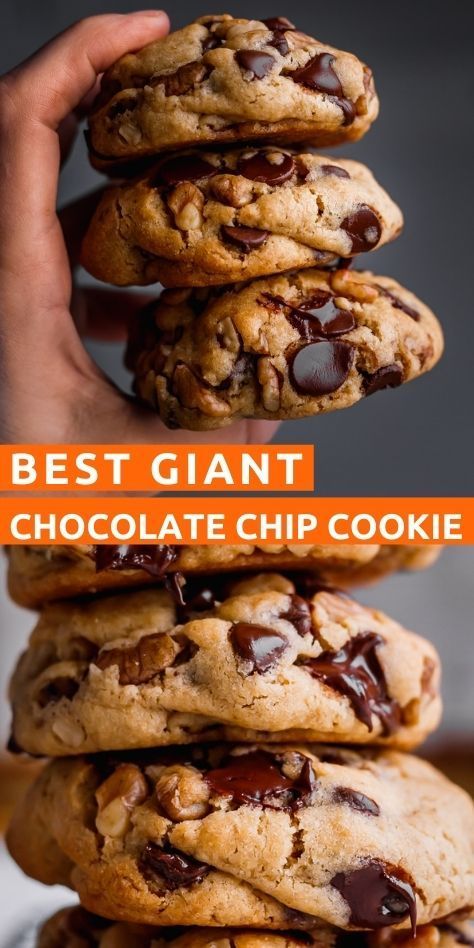 How To Make The Best Chocolate Chip Cookies, Tall Cookie Recipe, Loaded Chocolate Chip Cookies, Chic Chip Cookies Recipes, Xl Cookie Recipes, Best Soft Chocolate Chip Cookies, Think Chocolate Chip Cookies, Cookies Using Cake Flour, Tall Cookies