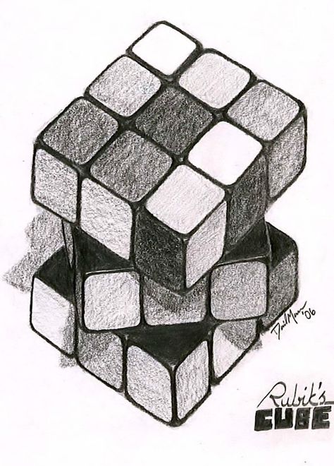 rubix cube drawing Rubix Cube Drawing, 3d Drawing Techniques, Pencil Drawing Inspiration, Illusion Drawings, Rubix Cube, Realistic Pencil Drawings, Tableau Pop Art, 3d Art Drawing, Principles Of Art