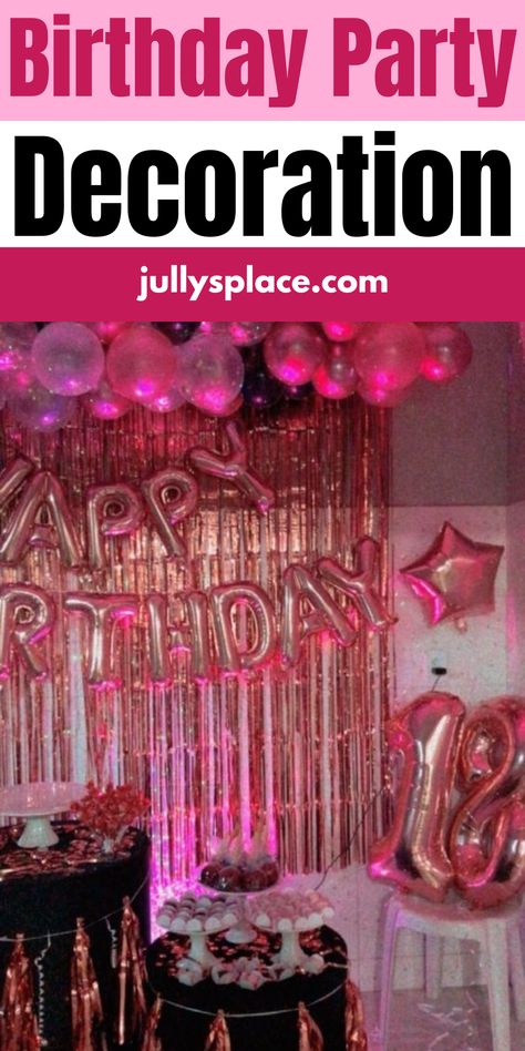 birthday party decor Aesthetic Bday Party Decor, Pink Birthday Party Aesthetic Ideas, Pink Themed Birthday Party Aesthetic, Pink Euphoria Party, Pink B Day Party, Pink Bday Party Ideas Aesthetic, 21 Birthday Decor, All Pink Birthday Party Decoration, Pink Theme Birthday Party Decoration