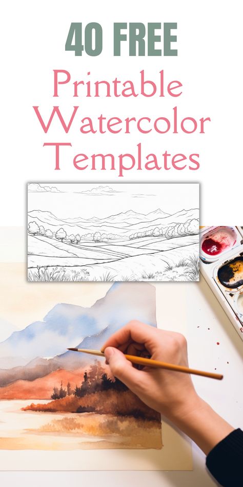 Unleash your inner artist with our collection of 40 Free Watercolor Templates and Stencils! Perfect for beginners and seasoned painters alike looking to create stunning greeting cards, unique wall art. Grab these Free Printables now to inspire your next watercolor masterpiece! #WatercolorArt #Freebies #DIYCrafts #ArtisticInspiration #PaintingTemplates Sketch For Watercolor Painting, How To Draw For Watercolor, Free Watercolour Printables, Sketches To Watercolor, Watercolour Pictures To Paint, Acrylic Painting Templates, Zentangle Watercolor Ideas, Easy Watercolor Wall Art, Free Printable Watercolor Wall Art