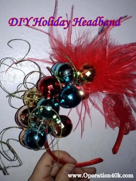 DIY Holiday Headband Christmas Fascinator Diy, Christmas Headbands Women, Christmas Headband Diy, Christmas Fascinator, Holiday Headpiece, Christmas Tree Headband, Christmas Headpiece, Christmas Headbands, Fun Hats