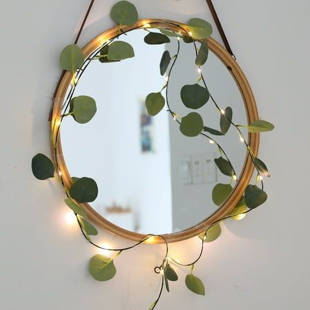 Led Lights And Fairy Lights Bedroom, Vines For Bedroom Decor, Boho Theme Bedroom Decor, Fake Ivy And Fairy Lights, Boho Led Lights, Corner Fairy Lights, Green Leaf Bedroom Decor, Purple Wall Room Decor, Green Theme Bedroom Decor