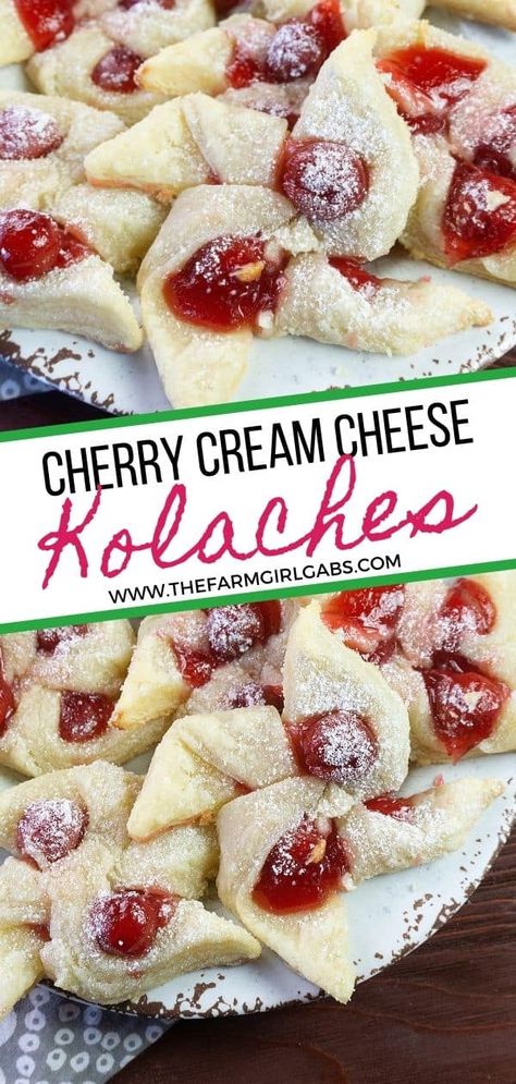 Hungarian Cookies Recipes, Cream Cheese Cherry Cookies, Christmas Cookies For Cookie Exchange, Cookie Swap Party Ideas, Kolache Cookie Recipe, Holiday Cookie Exchange Recipes, Cream Cheese Kolache Recipe, Kolaczki Cookies Recipe, Hungarian Sweets