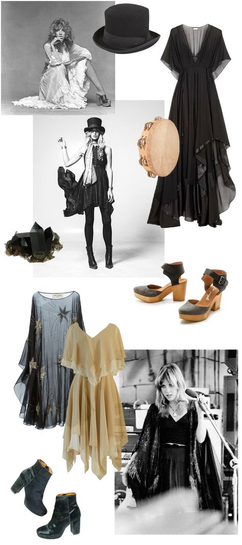 Stevie Nicks Winter Style, Stevie Nicks Black Dress, Stevie Nicks Halloween Costume Ideas, Modern Stevie Nicks Style, Stevie Nicks Asthetic, Outfits Inspired By Stevie Nicks, Stevie Nicks Style Outfits Clothes, Steve Nicks Inspired Outfits, Stevie Nicks Witch Costume