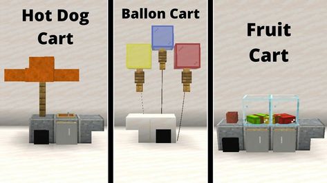 Minecraft Building Ideas Food Truck, Minecraft Food Truck Ideas, Minecraft Hot Dog Stand, Minecraft Concession Stand, Minecraft Ice Cream Stand, Minecraft Supermarket Interior, Fruit Stand Minecraft, Minecraft Building Ideas Shop, Minecraft Food Court