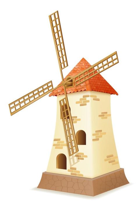 old mill windmill on a farm for grinding grain into flour vector illustration isolated on white background Windmill Illustration, Farm Windmill, Windmill Art, Family Tree Wall Art, Tools Drawing, Old Windmills, Family Tree Wall, Art Tools Drawing, Water Wheel