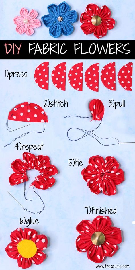 Diy Fabric Flowers, Simpul Makrame, Flowers To Make, Making Fabric Flowers, Diy Flores, Fabric Crafts Diy, Diy Fabric Crafts, Fleurs Diy, Flowers Pretty