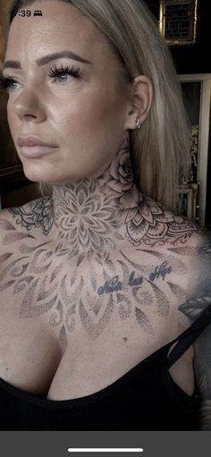 Womens Throat Tattoo, Women Throat Tattoo, Neck Throat Tattoos Women, Throat Tattoos Women Simple, Throat Tattoos Women, Geometric Throat Tattoo, Mandala Tattoo Neck, Chest Neck Tattoo, Throat Tattoos