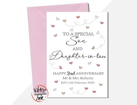 Son and Wife Anniversary card, Happy Anniversary Son and his wife, Son and Son-in-law any year - 1st, 2nd, 3rd, 4th. 5th, 10th, 20th, 25th Happy 1st Wedding Anniversary, Pregnancy Congratulations Card, Pregnancy Congratulations, Friend Anniversary, Anniversary Cards For Husband, Husband Anniversary, The Wedding Date, Expecting Baby, Colored Envelopes