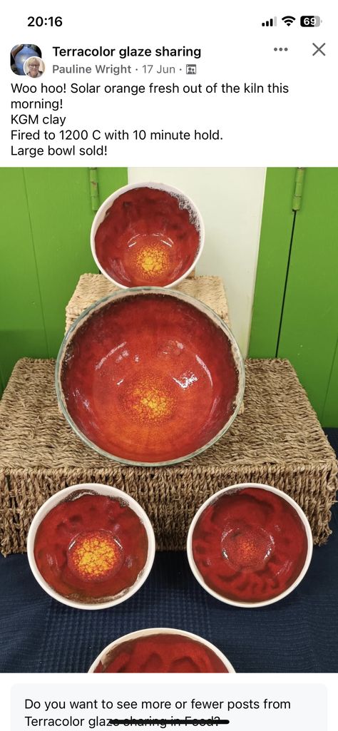 Terracolor Glazes, Large Bowl, Orange Red, Kiln, Red Yellow, Glaze, Bowl, Orange, Yellow