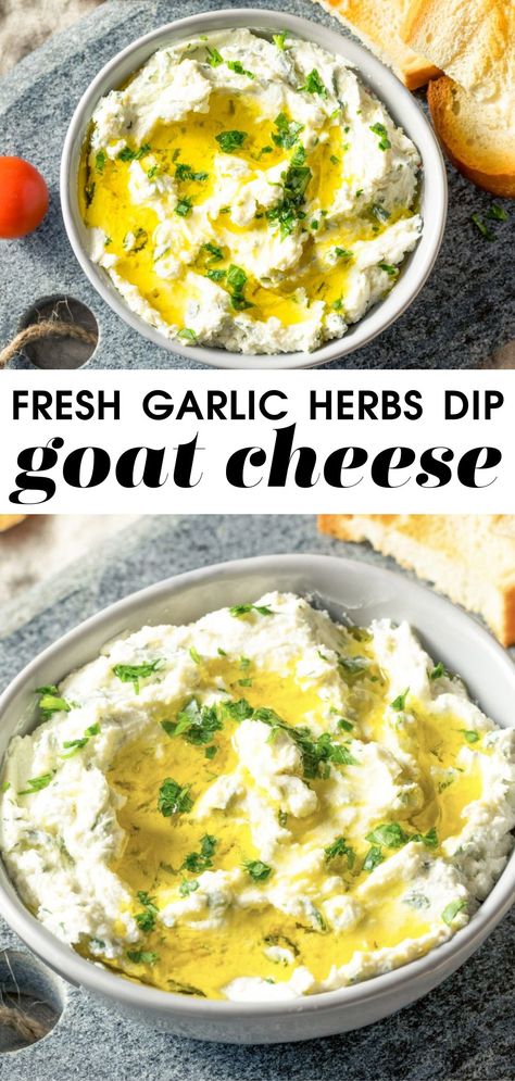 Garlic Goat Cheese Dip, Goat Cheese Spreads, Farmers Cheese Dip, Goat Cheese Dip Cold, Garlic And Herb Goat Cheese Recipes, Goat Cheese Spread Recipes, How To Make Goat Cheese, Herb Goat Cheese Recipe, Goat Cheese Appetizer Easy