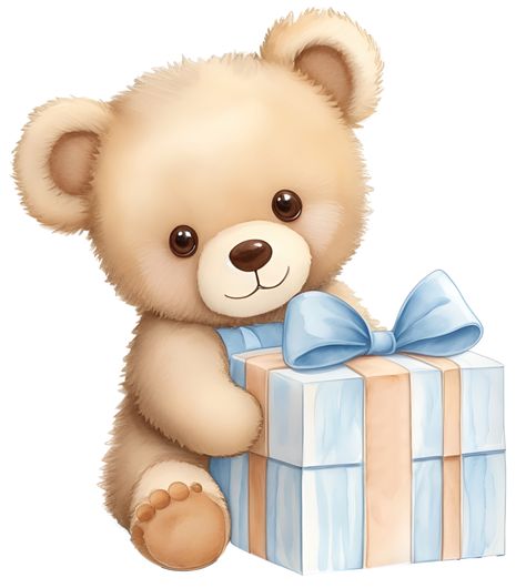 Baby Boy Teddy Bear, Imprimibles Baby Shower, Moldes Para Baby Shower, Teddy Bear Png, Teddy Bear Cartoon, Baby Boy Bear, Bear Baby Shower Theme, Idee Babyshower, Bear Cake Topper