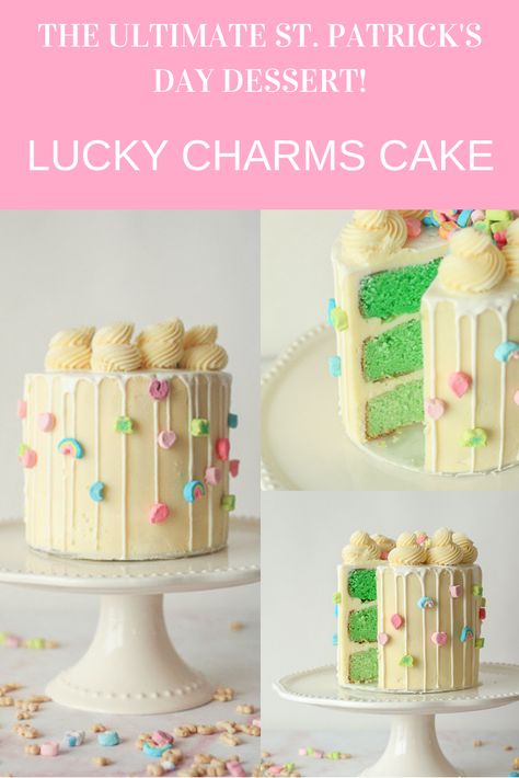 Lucky Charms Cake Recipe, St Pattys Day Cake Ideas, St Patrick’s Day Birthday Cake, St Patrick’s Day Cake, St Patrick Day Cake, St Patricks Cake, Lucky One Cake, St Patricks Day Dessert, St Patricks Desserts