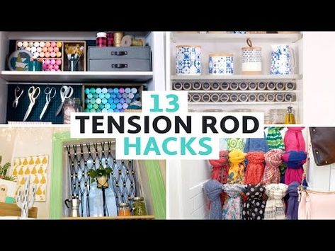 (1856) 13 Tension Rod Hacks - YouTube Diy Tension Rod, Tension Rod Hacks, Curtain Valance Ideas, Diy Blackout Curtains, Diy Drawer Organizer, Organizing Tools, Quick Organization, Organize Life, Hacks To Try