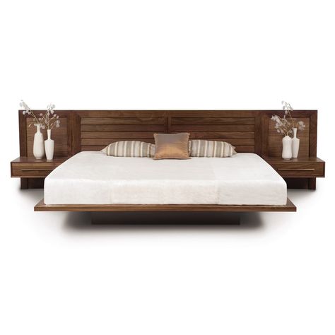 Interior Design Inspo Headboard Wood Design, Simple Bed Design, Beds With Headboards, Headboard Platform Bed, Floating Headboard, Bed Designs With Storage, Simple Bed Designs, Platform Bed Designs, Wood Bed Design