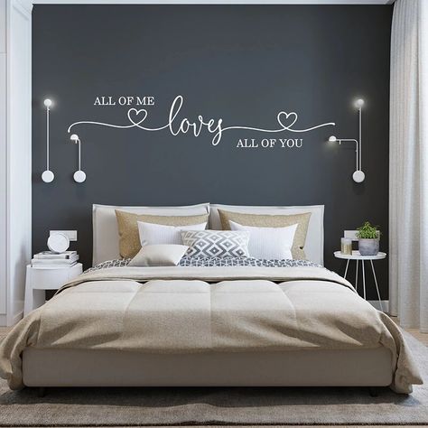 Simple Love Quotation Wall Mural For Bedroom Wall Removable Self Adhes – NordicWallArt.com Bedroom Wall Vinyl Ideas, Quotes For Bedroom Wall Decoration, Over The Bed Wall Decals, Single Wall Decor Ideas, Bedroom Accent Wall Designs, Bedroom Wall Stickers Decorating Ideas, Bedroom Wall Decal Ideas, Marriage Bedroom Decor, Mural Ideas Bedroom