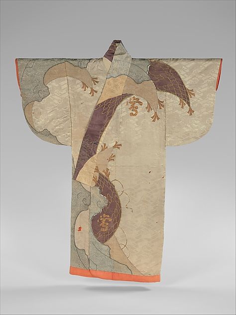 Robe with Fishing Net and Characters Embroidery Kimono, Kimono Design, Art Asiatique, Fishing Net, Japanese Embroidery, Japanese Textiles, Art Japonais, Edo Period, Japanese Outfits