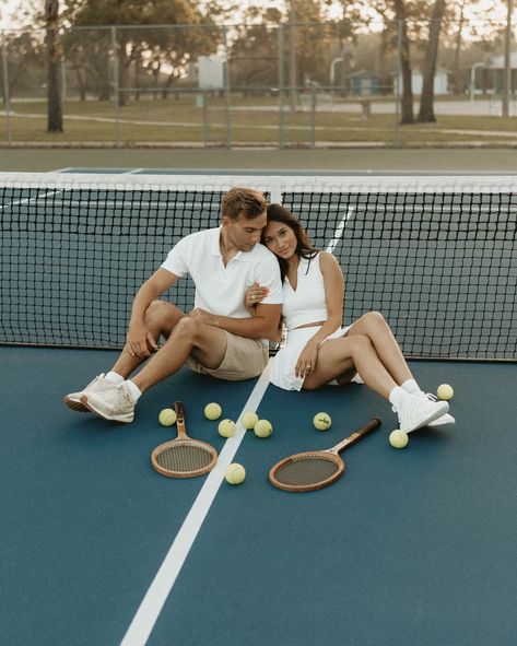 Serving you this beautiful gallery today! 🎾🤍 Tennis was my favorite sport when I was in school so this shoot was a dream of mine! 🥹 @brockandsofia and I have been planning this for a while now and I’m so happy we were able to finally bring it to life! 🎾 #tennis #tennisplayer #tenniscourt #dronephotography #dronephoto #tenniscouple #couplesphotography #creativephotography #gpresets #authenticlovemag #dirtybootsandmessyhair #unscriptedposingapp #tampacouple #modelcouple #tampamodel #tampabay... Athletic Couples, Tennis Wedding, Tennis Court Photoshoot, Tennis Photoshoot, Tennis Lifestyle, Male Portrait Poses, Tennis Photos, Tennis Aesthetic, Cute Engagement Photos