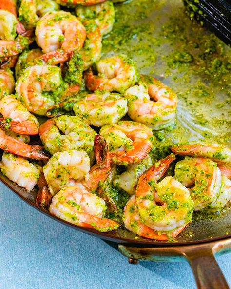 Shrimp And Pesto Recipes, Basil Pesto Shrimp Pasta, Shrimp Pesto Recipes, Pesto Shrimp Recipes, Pesto Seafood, Mug Cake Simple, Shrimp With Pesto, Prediabetic Recipes, Shrimp And Pesto