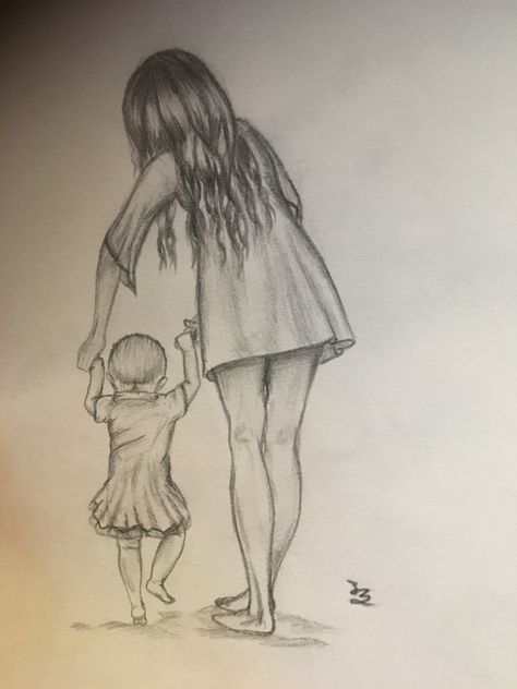 Mom Pencil Drawing, Aunt Drawing Ideas, Mother With Daughter Drawing, Mommy And Me Drawing, Drawing Ideas Mom And Daughter, Sketch Of Mother And Daughter, Mom And Daughter Art Drawing, 2 Sisters Drawing Sketch, Sister Drawings Sketches