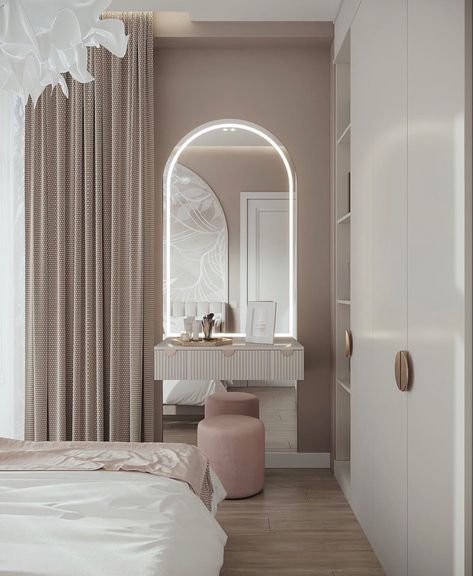 Bedroom And Vanity Layout, Small Area Dressing Table Ideas, Dresser Area Design, Dressing Vanity Ideas, Dicorcia Home Classic, Make Up Mirror Ideas Vanity Area, Dressing Area Mirror, Vanity Area Design, Small Vanity Area In Bedroom