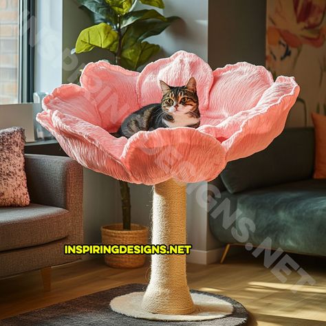 These Flower Shaped Cat Trees Will Make Your Home Bloom with Feline Fun – Inspiring Designs Cat Lounging, Weird Furniture, Cat Lounge, Cat Trees, Whimsical Home, Home Addition, Kitty Kitty, Cat Stuff, Cat Tree