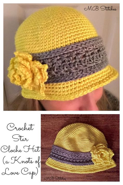 Chemo Cap - Crochet Star Cloche Hat - Free pattern!  #chemocap #crochet Chemo Caps Pattern, Crochet Adult Hat, Crochet Star, Crocheted Hat, Crochet Hat Free, Bonnet Crochet, Cap Patterns, Crochet Beanie Pattern, Crochet Hats Free Pattern